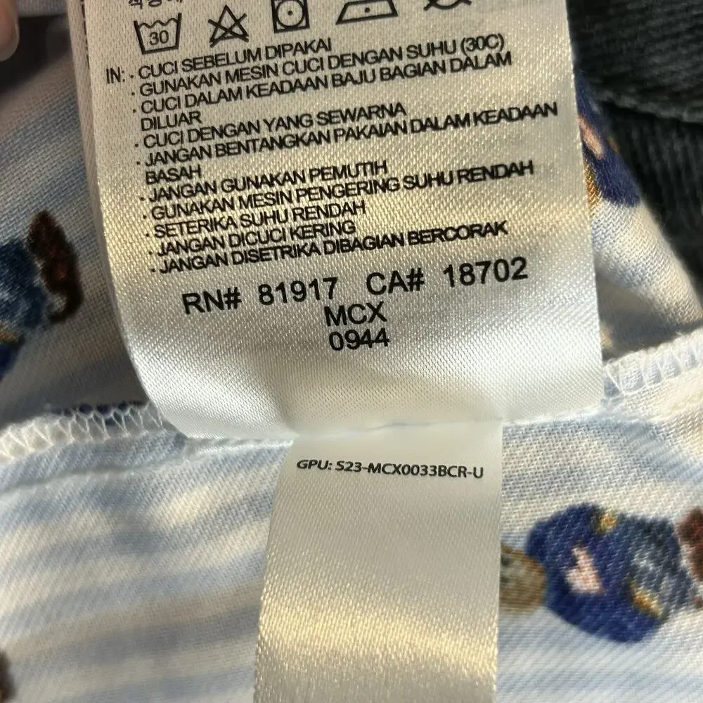 Ralph Lauren Polo Boys Robe Blue White Striped with Bears Size XL 13-15 Years